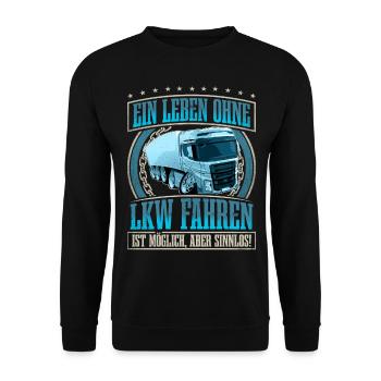 LKW Fahrer - Unisex Pullover - Schwarz - Vorne - Alina (178cm) & Michal (187cm)