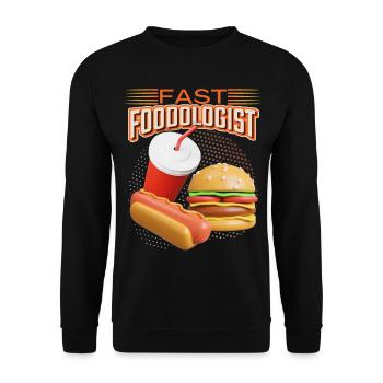 Fast food, hamburger and hot dog funny saying - Unisex Sweatshirt - black - Front - Alina (178cm) & Michal (187cm)