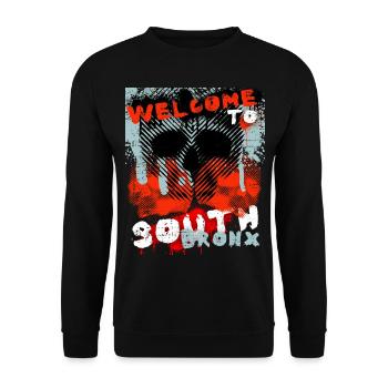 Vintage-Design New York-Bronx mit Totenkopf - Unisex Pullover - Schwarz - Vorne - Alina (178cm) & Michal (187cm)