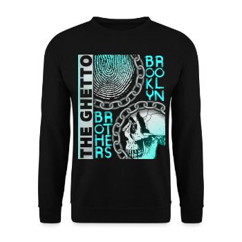 Vintage Design New York Brooklyn avec Crâne - Sweat-shirt Unisexe - noir - Devant - Alina (178cm) & Michal (187cm)