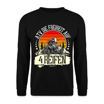 Quad ATV Offroad Quadfahrer - Unisex Pullover - Schwarz - Vorne - Alina (178cm) & Michal (187cm)