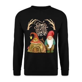 Gnom-Zwerg, Zwergenhaus, Märchen mit Zwergen - Unisex Pullover - Schwarz - Vorne - Alina (178cm) & Michal (187cm)