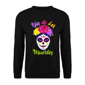Dia-de-los-Muertos, La-Catrina, Crâne de sucre - Sweat-shirt Unisexe - noir - Devant - Alina (178cm) & Michal (187cm)