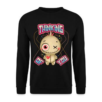 Voodoo doll, funny saying Thinking-Of-You - Unisex Sweatshirt - black - Front - Alina (178cm) & Michal (187cm)