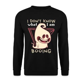 Lustiger-Geist, Boo-Schrecken Spruch Halloween - Unisex Pullover - Schwarz - Vorne - Alina (178cm) & Michal (187cm)