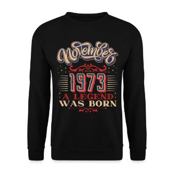 1973-Anniversaire, novembre-1973, 11-1973 - Sweat-shirt Unisexe - noir - Devant - Alina (178cm) & Michal (187cm)