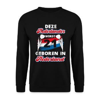 21 Anniversaire Hollande Hollandaise 21 ans Say - Sweat-shirt Unisexe - noir - Devant - Alina (178cm) & Michal (187cm)