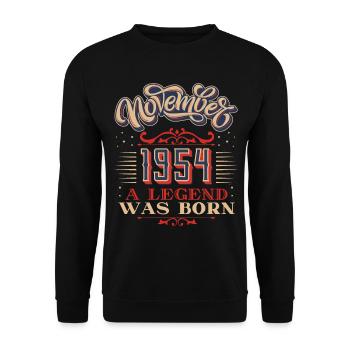 1954, birthday, November 1954, 11.1954, 11-1954 - Unisex Sweatshirt - black - Front - Alina (178cm) & Michal (187cm)