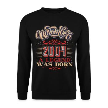 2004, birthday, November 2004, 11.2004, 11-2004 - Unisex Sweatshirt - black - Front - Alina (178cm) & Michal (187cm)