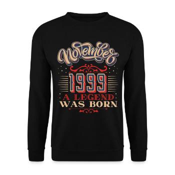 1999 birthday, November-1999, 11-1999 birthday - Unisex Sweatshirt - black - Front - Alina (178cm) & Michal (187cm)