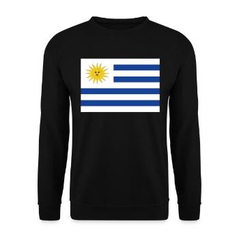 Offizielle Uruguay-Flagge Uruguayischer Landesstolz - Unisex Pullover - Schwarz - Vorne - Alina (178cm) & Michal (187cm)