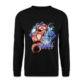 i love you like no otter Design - Unisex Pullover - Schwarz - Vorne - Alina (178cm) & Michal (187cm)