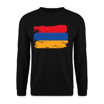 Offizielle armenische Flagge Armenischer Landesstolz - Unisex Pullover - Schwarz - Vorne - Alina (178cm) & Michal (187cm)