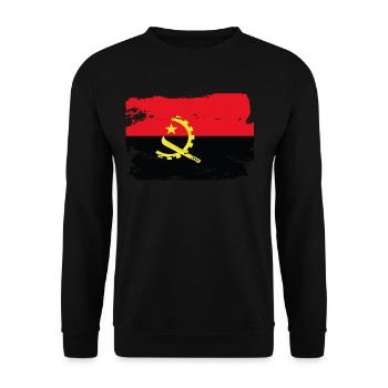 Offizielle Angola Flagge Angolan Country Pride Vintage - Unisex Pullover - Schwarz - Vorne - Alina (178cm) & Michal (187cm)