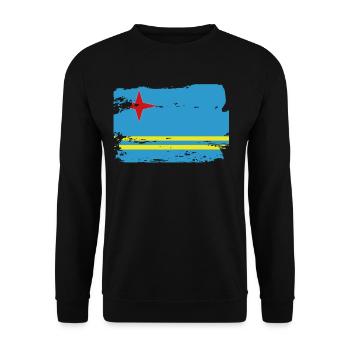 Official Aruba Flag Aruban Country Pride Vintage - Unisex Sweatshirt - black - Front - Alina (178cm) & Michal (187cm)