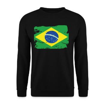 Official Brazil Flag Brazilian Country Pride - Unisex Sweatshirt - black - Front - Alina (178cm) & Michal (187cm)
