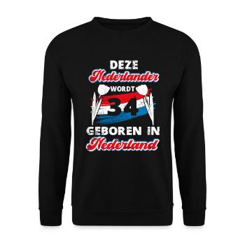 34 Geburtstag Niederländisch Holland 34 Jahre Say - Unisex Pullover - Schwarz - Vorne - Alina (178cm) & Michal (187cm)
