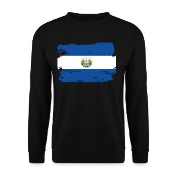 Official El Salvador Flag Salvadorean Country - Unisex Sweatshirt - black - Front - Alina (178cm) & Michal (187cm)