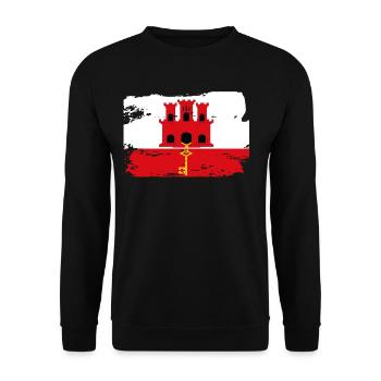 Offizielle Flagge von Gibraltar Land - Unisex Pullover - Schwarz - Vorne - Alina (178cm) & Michal (187cm)