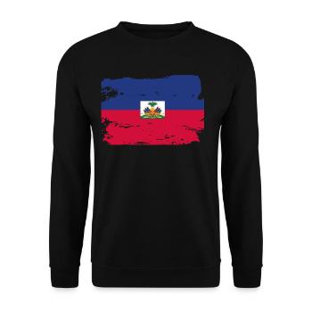 Drapeau officiel Haïti Pays Haïtien Pride Vintage - Sweat-shirt Unisexe - noir - Devant - Alina (178cm) & Michal (187cm)