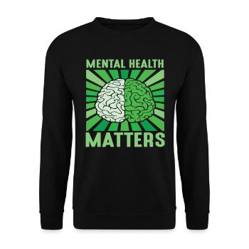 Psychische Gesundheit ist wichtig Brain Awareness Vintage - Unisex Pullover - Schwarz - Vorne - Alina (178cm) & Michal (187cm)