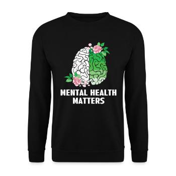 Mental Health Matters Floral Brain Awareness - Unisex Sweatshirt - black - Front - Alina (178cm) & Michal (187cm)