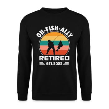 Officially Retired 2022 Retirement Fishing Fisher - Unisex Sweatshirt - black - Front - Alina (178cm) & Michal (187cm)