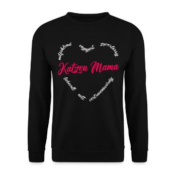 Katzen Mama Frauen Katzenliebhaberin Frauchen - Unisex Pullover - Schwarz - Vorne - Alina (178cm) & Michal (187cm)