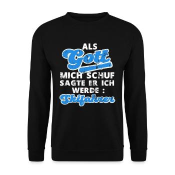 Lustiger Skifahrer Skifahren Ski Spruch - Unisex Pullover - Schwarz - Vorne - Alina (178cm) & Michal (187cm)