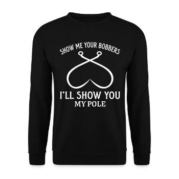 Zeig mir deine Räuber Ich zeige dir meine Stange - Unisex Pullover - Schwarz - Vorne - Alina (178cm) & Michal (187cm)