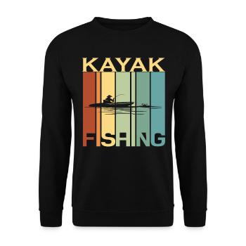 Kayak Pêche Pêche Pêcheur Rétro Vintage - Sweat-shirt Unisexe - noir - Devant - Alina (178cm) & Michal (187cm)