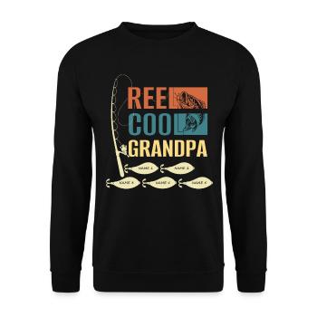 Reel Cool Opa Cool Opa Fischerei Zitate - Unisex Pullover - Schwarz - Vorne - Alina (178cm) & Michal (187cm)