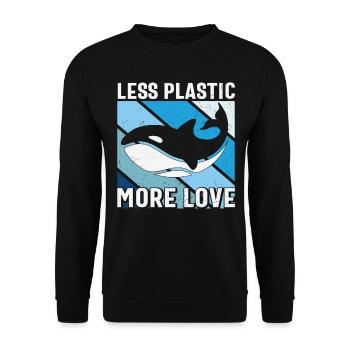 Moins de plastique Plus d’amour Sauver la mer Orque Baleine - Sweat-shirt Unisexe - noir - Devant - Alina (178cm) & Michal (187cm)