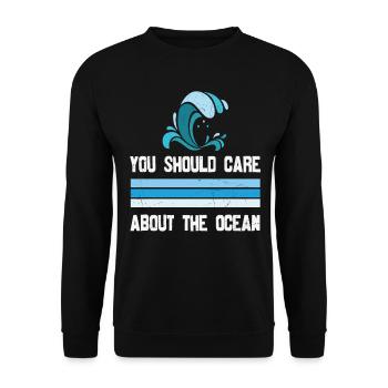 Vous devriez vous soucier de la vie aquatique de l’océan - Sweat-shirt Unisexe - noir - Devant - Alina (178cm) & Michal (187cm)