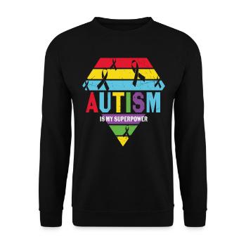 L’autisme est mon superpouvoir Citations sur l’autisme - Sweat-shirt Unisexe - noir - Devant - Alina (178cm) & Michal (187cm)