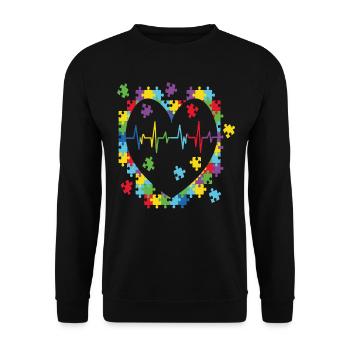 Autism Retro - Unisex Sweatshirt - black - Front - Alina (178cm) & Michal (187cm)