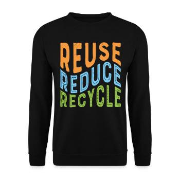 Reduzierung der Reuse Recycle Rrr-Strategie - Unisex Pullover - Schwarz - Vorne - Alina (178cm) & Michal (187cm)