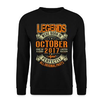 2017 Oktober Geburtstag Legende - Unisex Pullover - Schwarz - Vorne - Alina (178cm) & Michal (187cm)