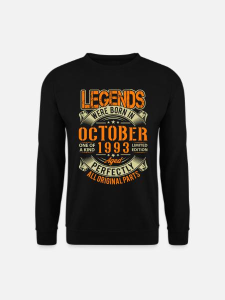 1993 Oktober Geburtstag Legende - Unisex Pullover - Schwarz