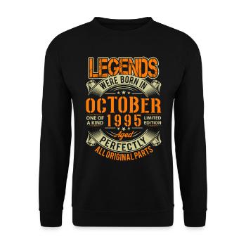1995 Oktober Geburtstag Legende - Unisex Pullover - Schwarz - Vorne - Alina (178cm) & Michal (187cm)