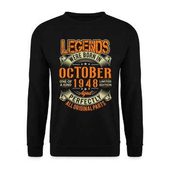 1948 Oktober Geburtstag Legende - Unisex Pullover - Schwarz - Vorne - Alina (178cm) & Michal (187cm)