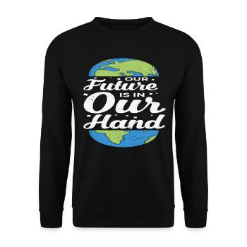 Our Future Is In Our Hand Save The Earth - Unisex Sweatshirt - black - Front - Alina (178cm) & Michal (187cm)