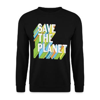 Save The Planet Earth Day Retro - Unisex Pullover - Schwarz - Vorne - Alina (178cm) & Michal (187cm)