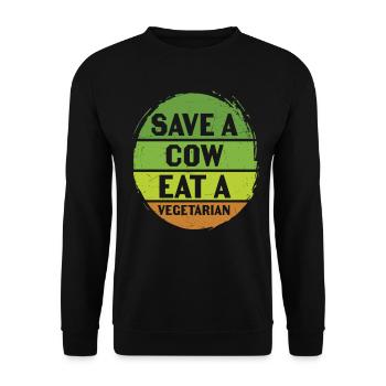 Save A Cow Eat A Vegetarian Vegetables Quotes - Unisex Sweatshirt - black - Front - Alina (178cm) & Michal (187cm)