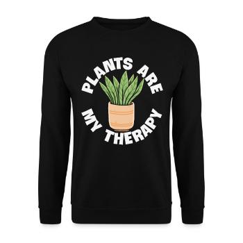 Plants Are My Therapy Plant Quotes - Unisex Sweatshirt - black - Front - Alina (178cm) & Michal (187cm)