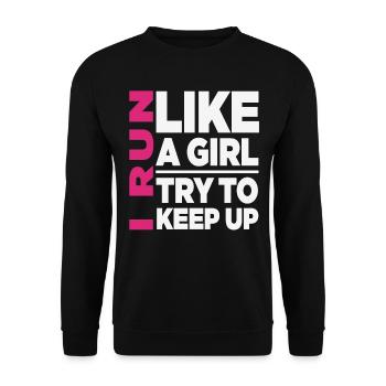 I Run Like A Girl Funny Motivational - Unisex Sweatshirt - black - Front - Alina (178cm) & Michal (187cm)