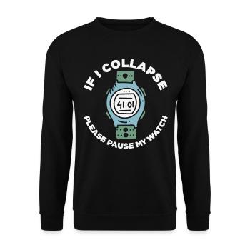 Si je m’effondre s’il vous plaît mettre en pause ma montre rétro - Sweat-shirt Unisexe - noir - Devant - Alina (178cm) & Michal (187cm)