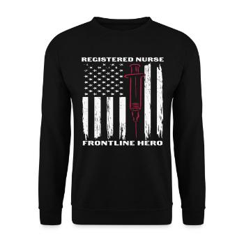 Registrierte Krankenschwester Front Line Hero Nursing Zitate - Unisex Pullover - Schwarz - Vorne - Alina (178cm) & Michal (187cm)