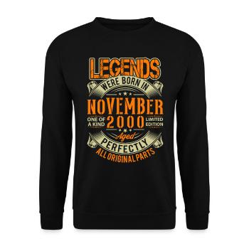 2000 November Geburtstag Legende - Unisex Pullover - Schwarz - Vorne - Alina (178cm) & Michal (187cm)