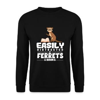 Frettchen Liebhaber | Bücher Lesen Tiere Geschenke - Unisex Pullover - Schwarz - Vorne - Alina (178cm) & Michal (187cm)